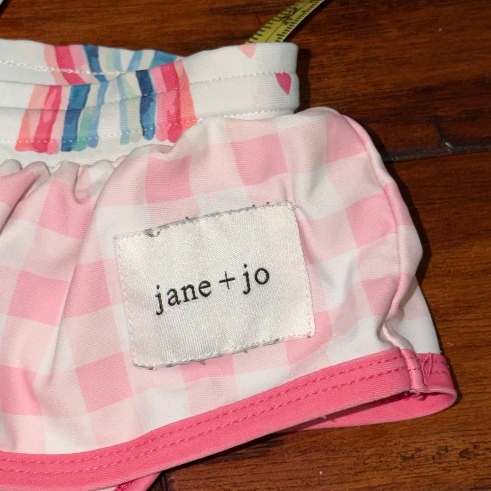 Jane +‎ Jo Girls 4T Rainbow Heart Long Sleeve Rash Guard Bikini Set Whimsical